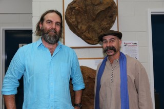 Palaeontologist Dr Steve Salisbury wit Ian Perdrisat. Steve’s talk on recording dinosaur track sites on Broome’s coast was lively and riveting.© Kandy Curran